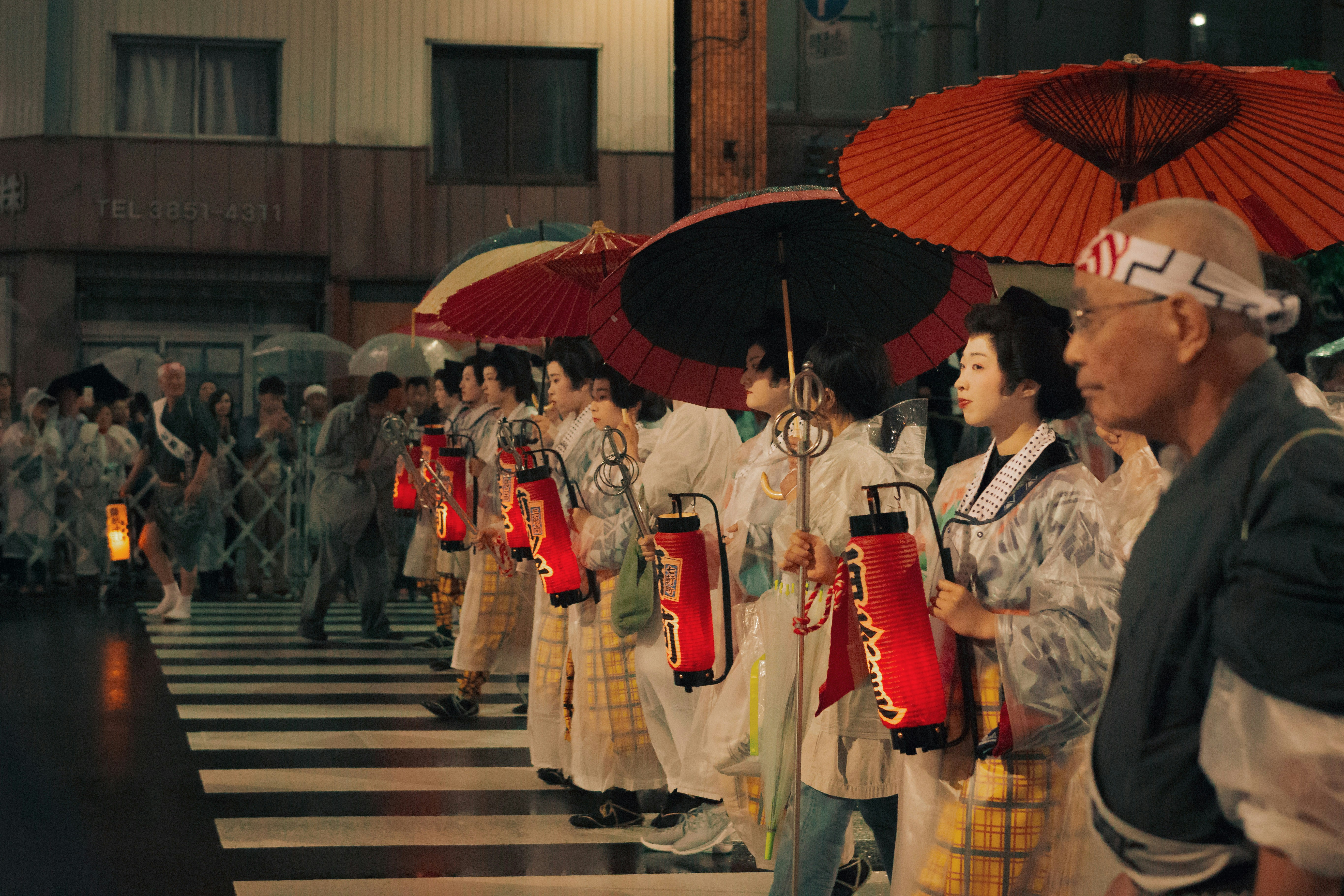 Traditional Japanese festival with lanterns